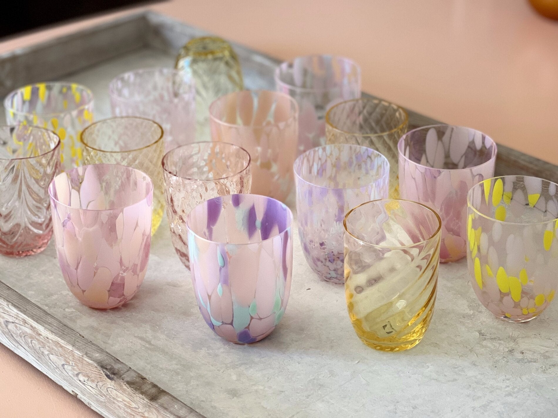 Swirl tumbler glas - gul